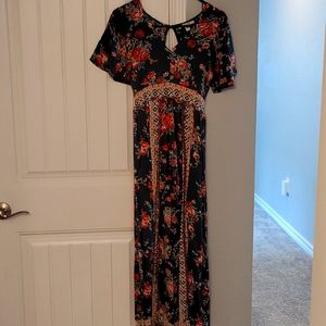 Dark green romper with skirt overlay